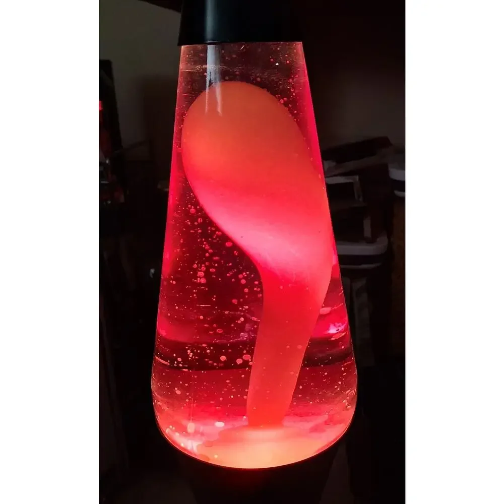 Vintage Lava Lite Lamp Black Base Yellow Wax Purple Glow Retro Motion Light 14